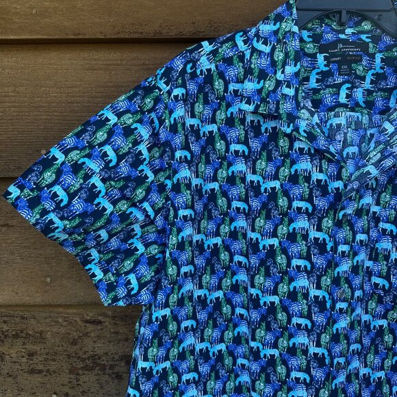 Marc Anthony Blue Zebra Luxury Button Down Mens Shirt Size XXL - Picture 5 of 11